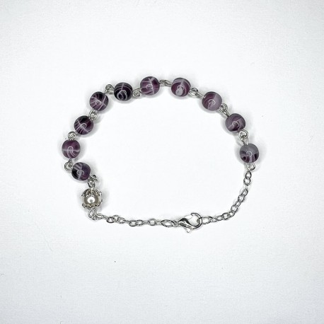 Pulsera de cristal perlado lila