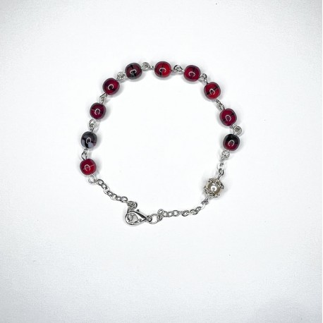 Pulsera de cristal perlado roja