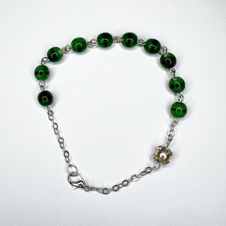 Pulsera de cristal perlado verde