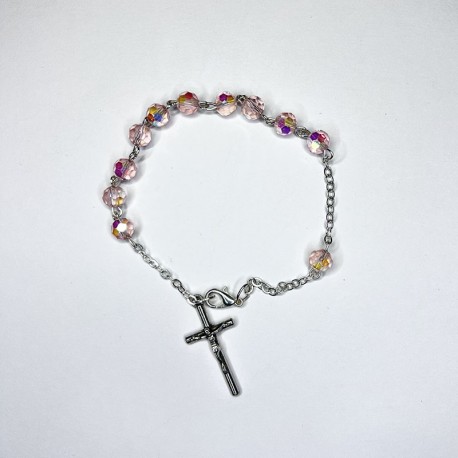 Pulsera de cristal facetado rosa