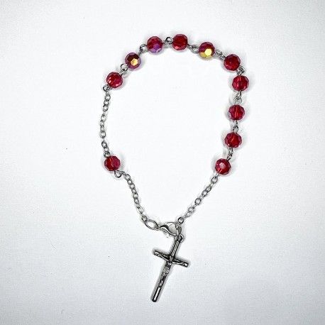 Pulsera de cristal facetado rojo