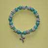 Pulsera elástica cristal y strass turquesa