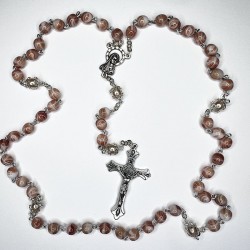 Rosario de cristal perlado coral