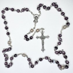 Rosario de cristal perlado lila