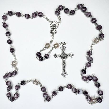 Rosario de cristal perlado lila