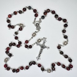 Rosario de cristal perlado rojo