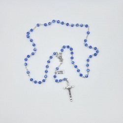 Rosario cristal facetado azul