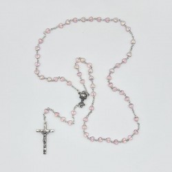 Rosario cristal corazón con cáliz azul