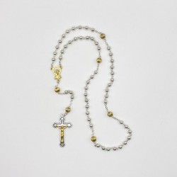 Rosario metal plat. redondo pater dor. cáliz