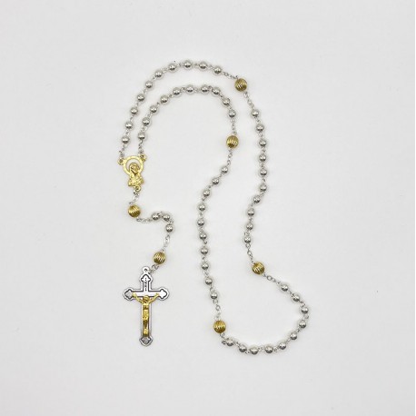 Rosario metal plat. redondo pater dor. cáliz