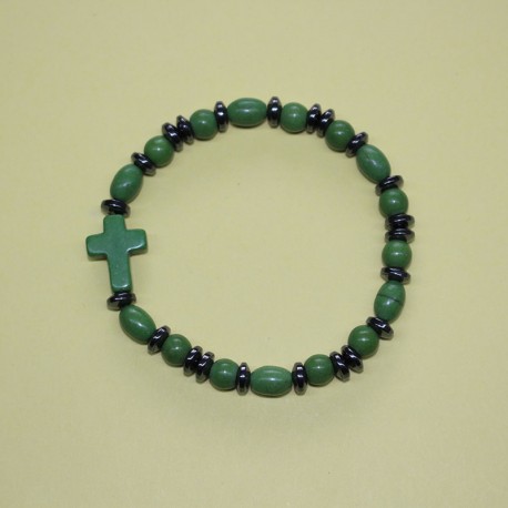 Pulsera de hematite y piedra verde