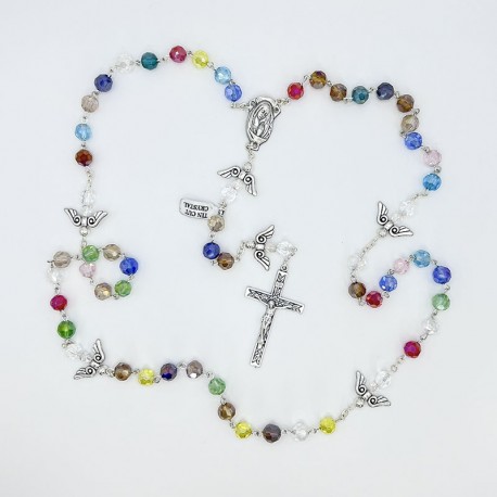 Rosario de cristal facetado ángeles