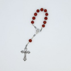 Rosario de pétalos de rosa un misterio con caja y folleto histórico