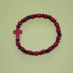 Pulsera de hematite y piedra roja