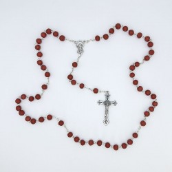 Rosario de pétalos de rosa con caja y folleto histó