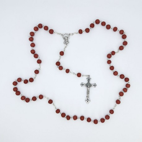 Rosario de pétalos de rosa con caja y folleto histó