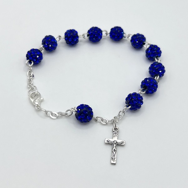 Pack de rosario y pulsera strass fiesta – cuentas de 8 mm