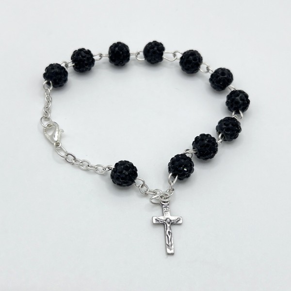 Pack de rosario y pulsera strass fiesta – cuentas de 8 mm