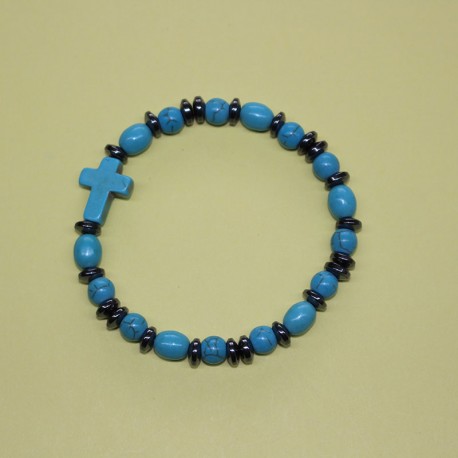 Pulsera de hematite y piedra azul