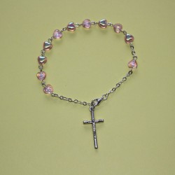 Pulsera de cristal corazón rosa