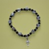 Pulsera negro y corazón metal cristal
