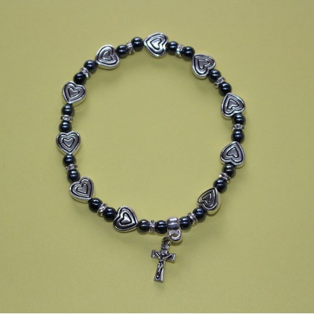Pulsera hematite y corazón metal hematite