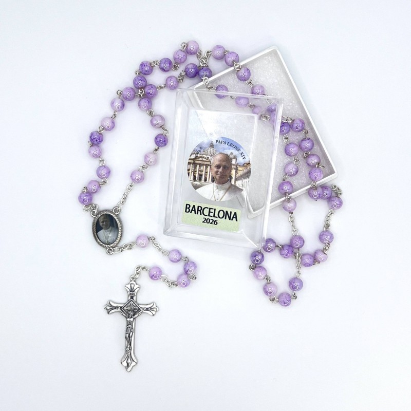 Rosario cristal nacarado lila
