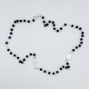Gargantilla collar rosario de cristal negro y plateado – cuentas de 4 mm