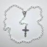 Rosario de cristal blanco tiza – cuentas de 8 mm