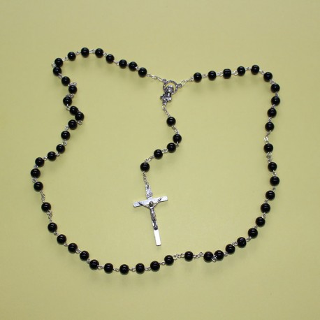 Rosario cristal redondo negro