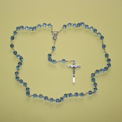 Rosario cristal redondo azul