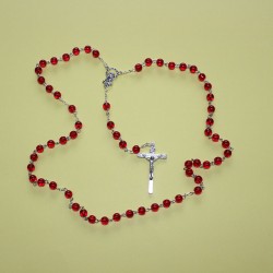 Rosario cristal redondo rojo