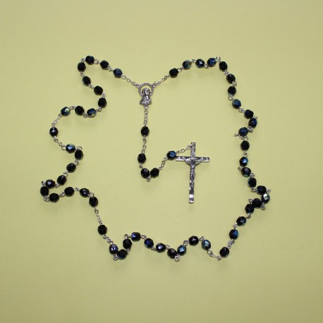 Rosario cristal facetado negro