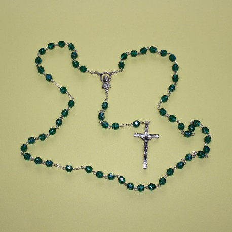 Rosario cristal facetado verde