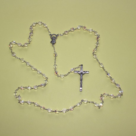 Rosario cristal facetado transparente