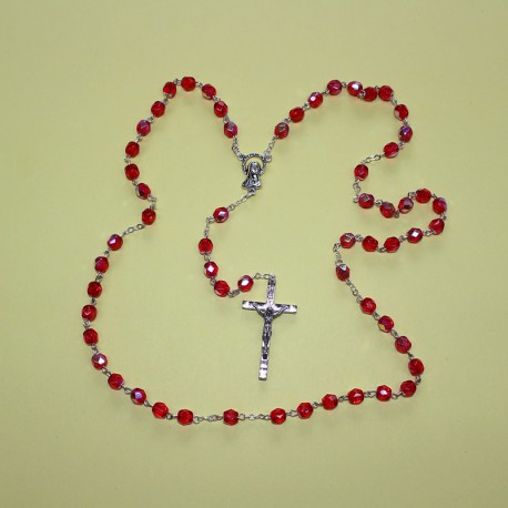 Rosario cristal facetado rojo