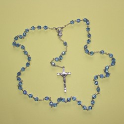 Rosario cristal facetado azul