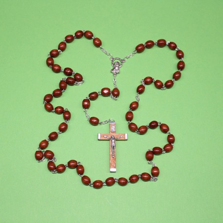 Rosario madera ovalada natural