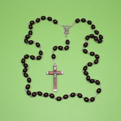 Rosario madera ovalada oscuro