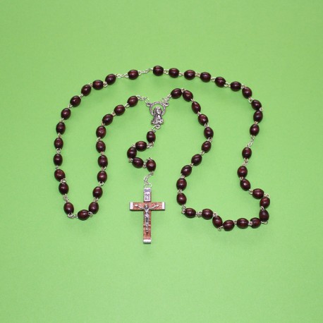 Rosario madera ovalada oscuro