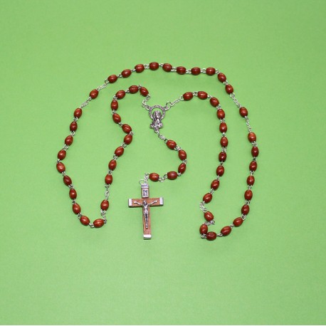 Rosario madera ovalada natural