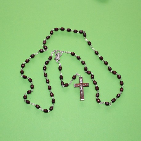 Rosario madera ovalada oscuro