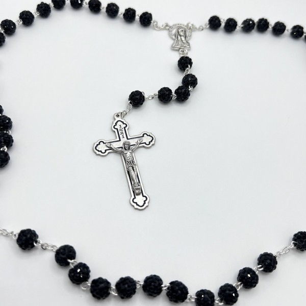 Pack de rosario y pulsera strass fiesta – cuentas de 8 mm