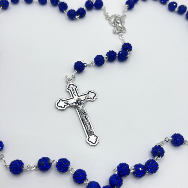 Pack de rosario y pulsera strass fiesta – cuentas de 8 mm