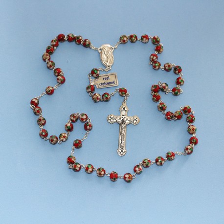 Rosario cloisonné rojo
