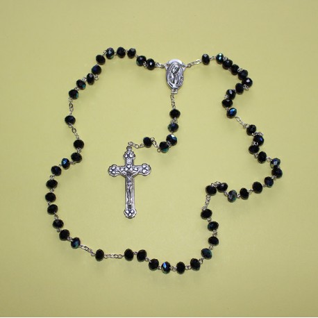 Rosario cristal facetado ab 8x9mm negro