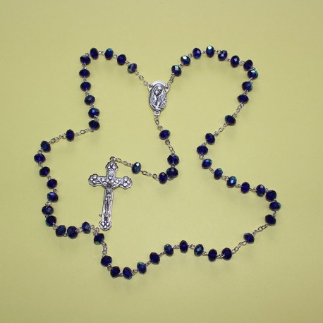 Rosario cristal facetado ab 8x9mm azul