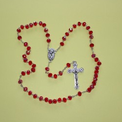 Rosario cristal facetado ab 8x9mm rojo