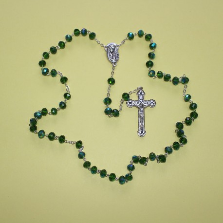 Rosario cristal facetado ab 8x9mm verde