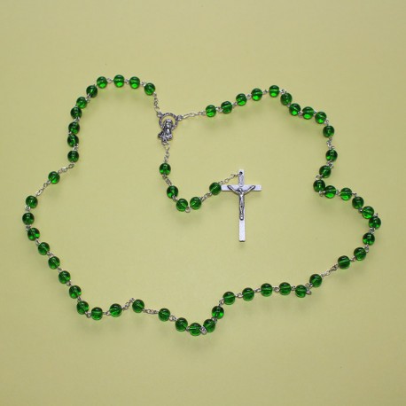 Rosario cristal redondo verde